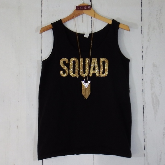 District Tops - ♥️5 for $25 Squad Bahama Mama Gold Glitter Tank